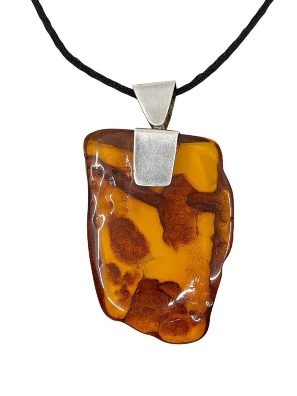 Modernist Sterling Silver baltic amber pendant- GM1023